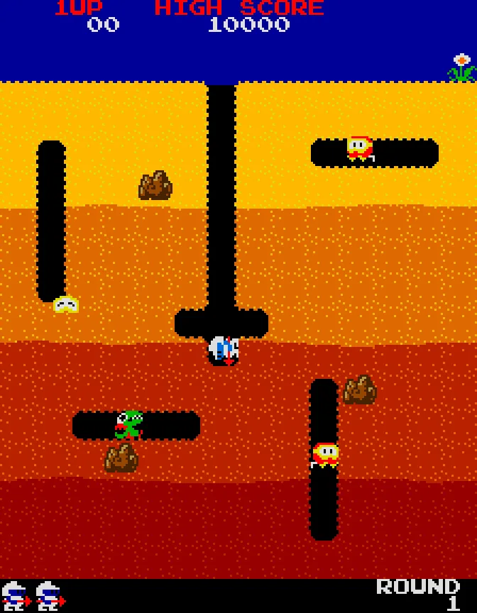 Кадр из игры Dig Dug