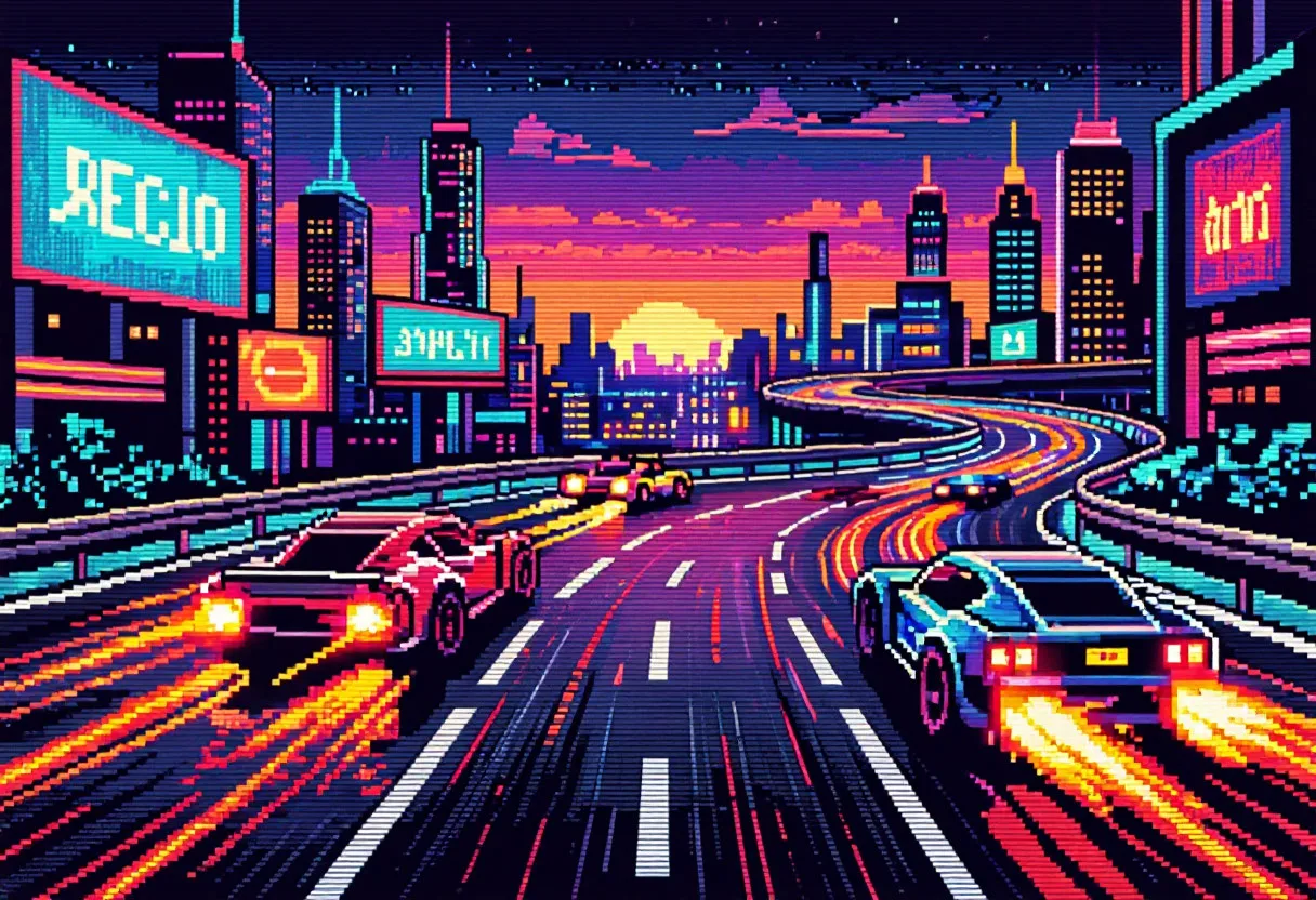 гонка в Rock n' Roll Racing: машины атакуют друг друга на извилистой трассе