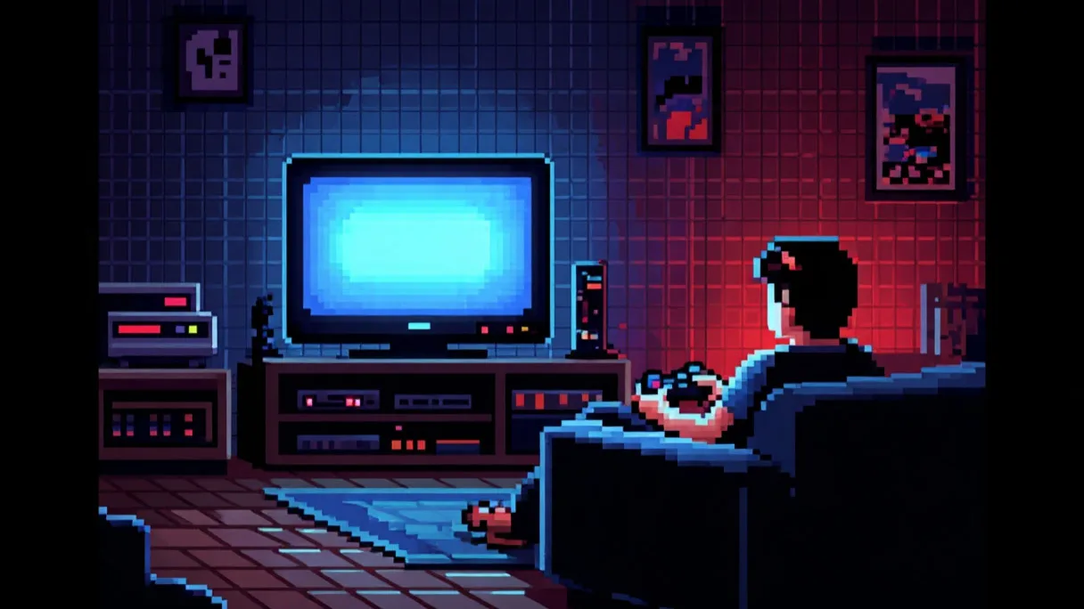 игровая комната с PS5 и геймером