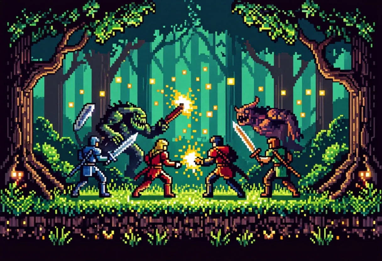 герои в фэнтези-мире сражаются с монстрами в игре Golden Axe